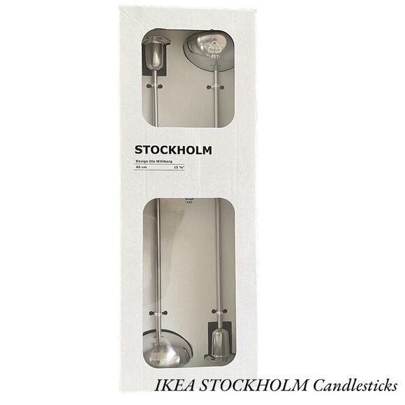 IKEA STOCKHOLM Candlestick, Stainless Steel, 15 ¾ " 2 Pack - Picture 1 of 5